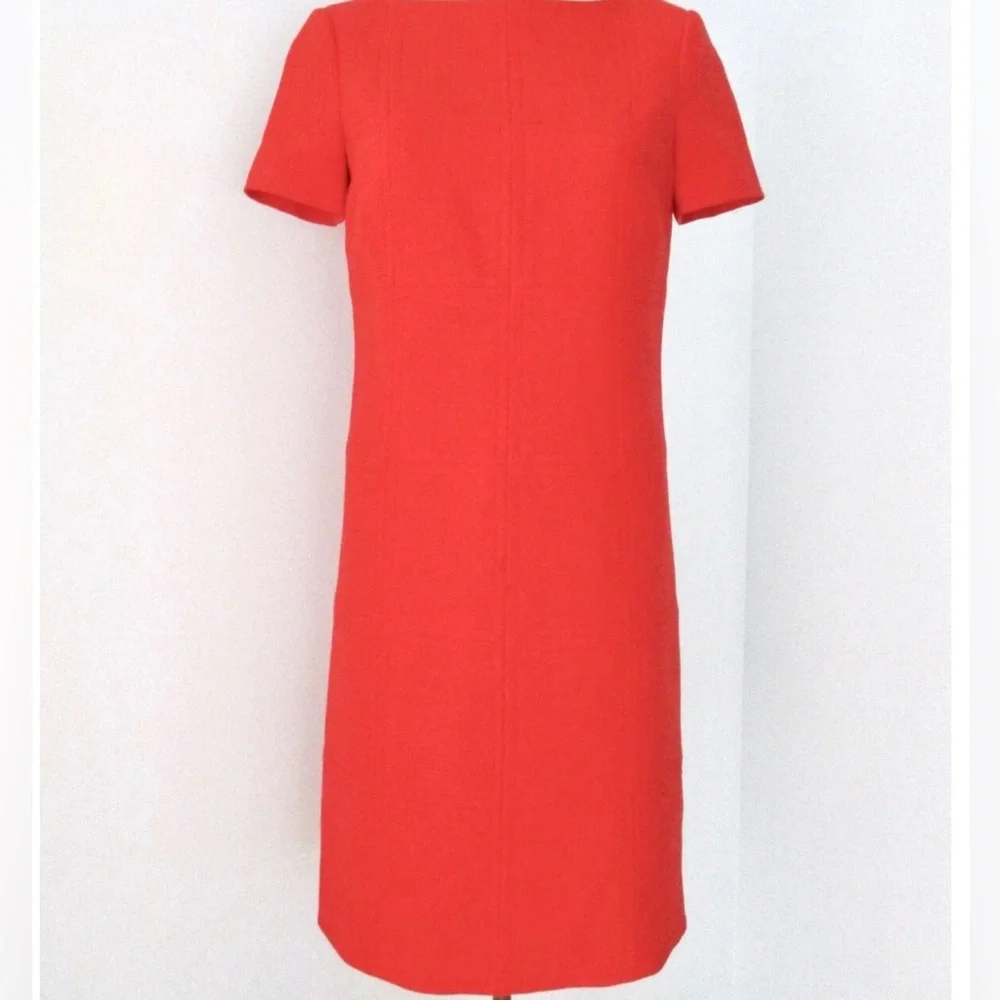 Tory Burch Red Poly Wool Stretch Shift Dress Patchwork Stitching Size 2
